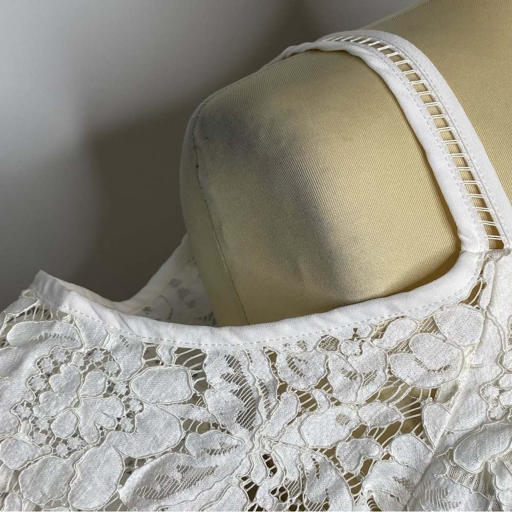 White House Black Market White Lace Cold Shoulder Top - Picture 6 of 11